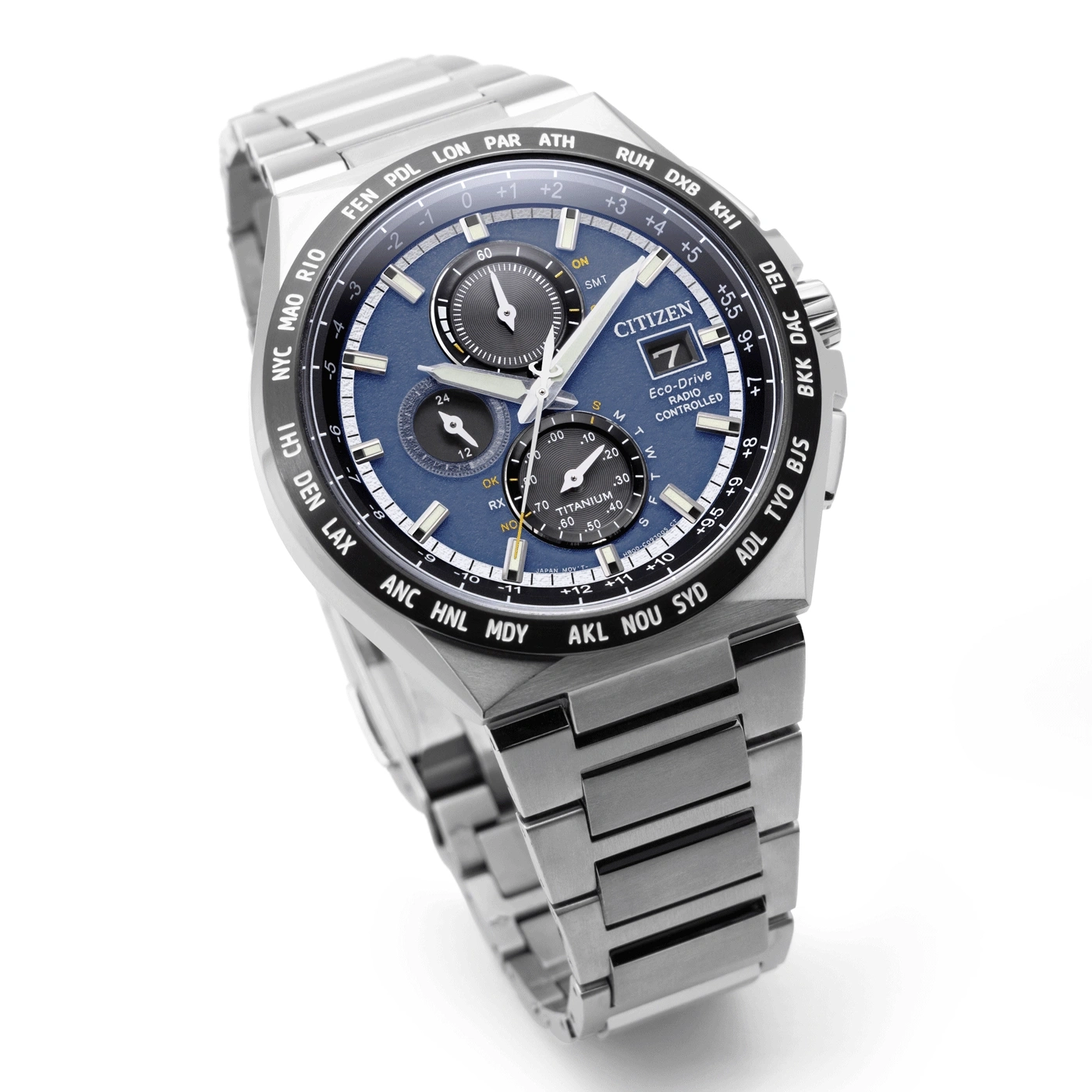 Citizen Uhr mit blauem Zifferblatt und Metallarmband