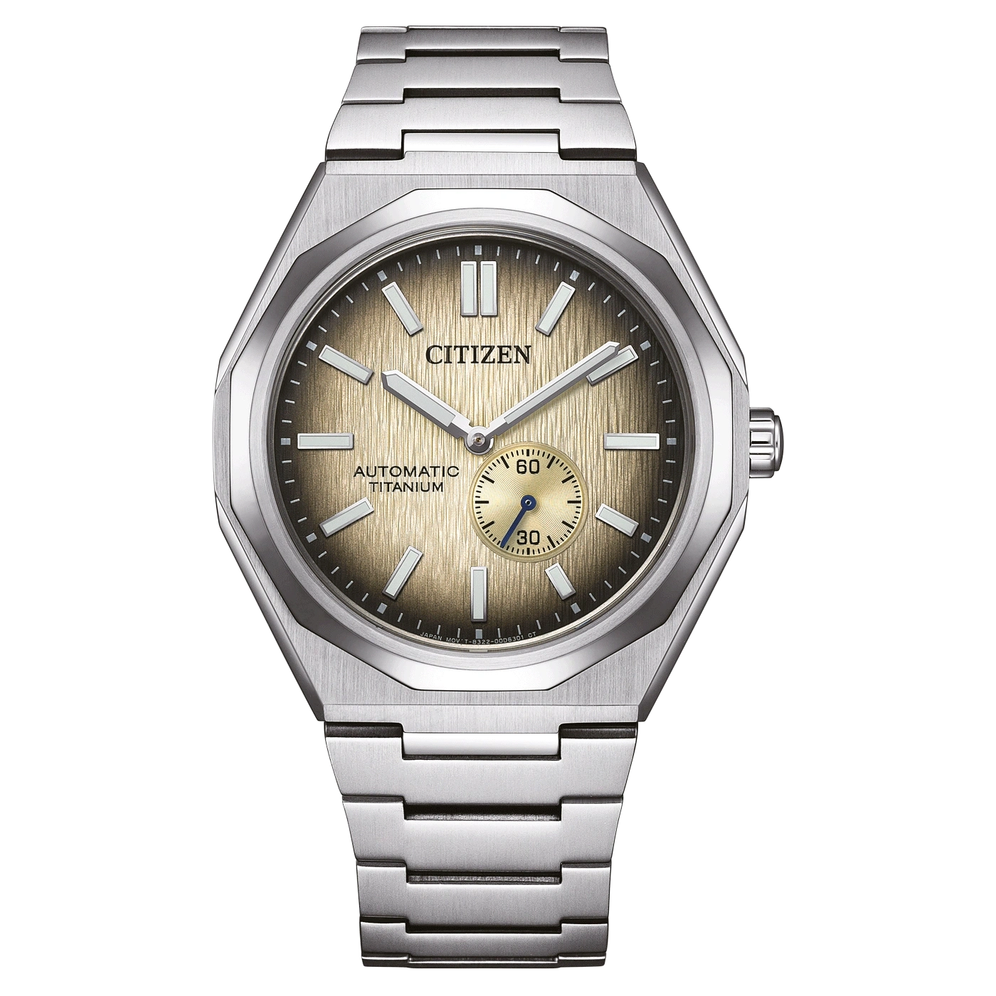 Citizen Automatik-Uhr aus Titan mit strukturiertem Zifferblatt und Hilfszifferblatt.