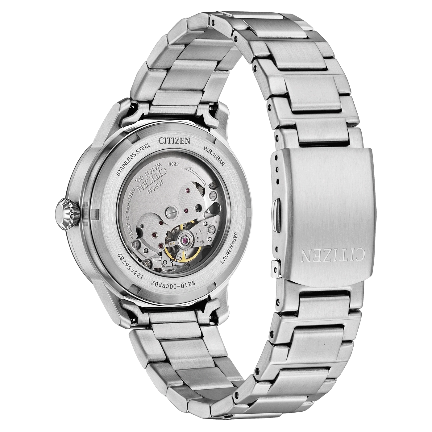 Citizen Edelstahlarmbanduhr mit offenem Gehäuseboden und Metallarmband