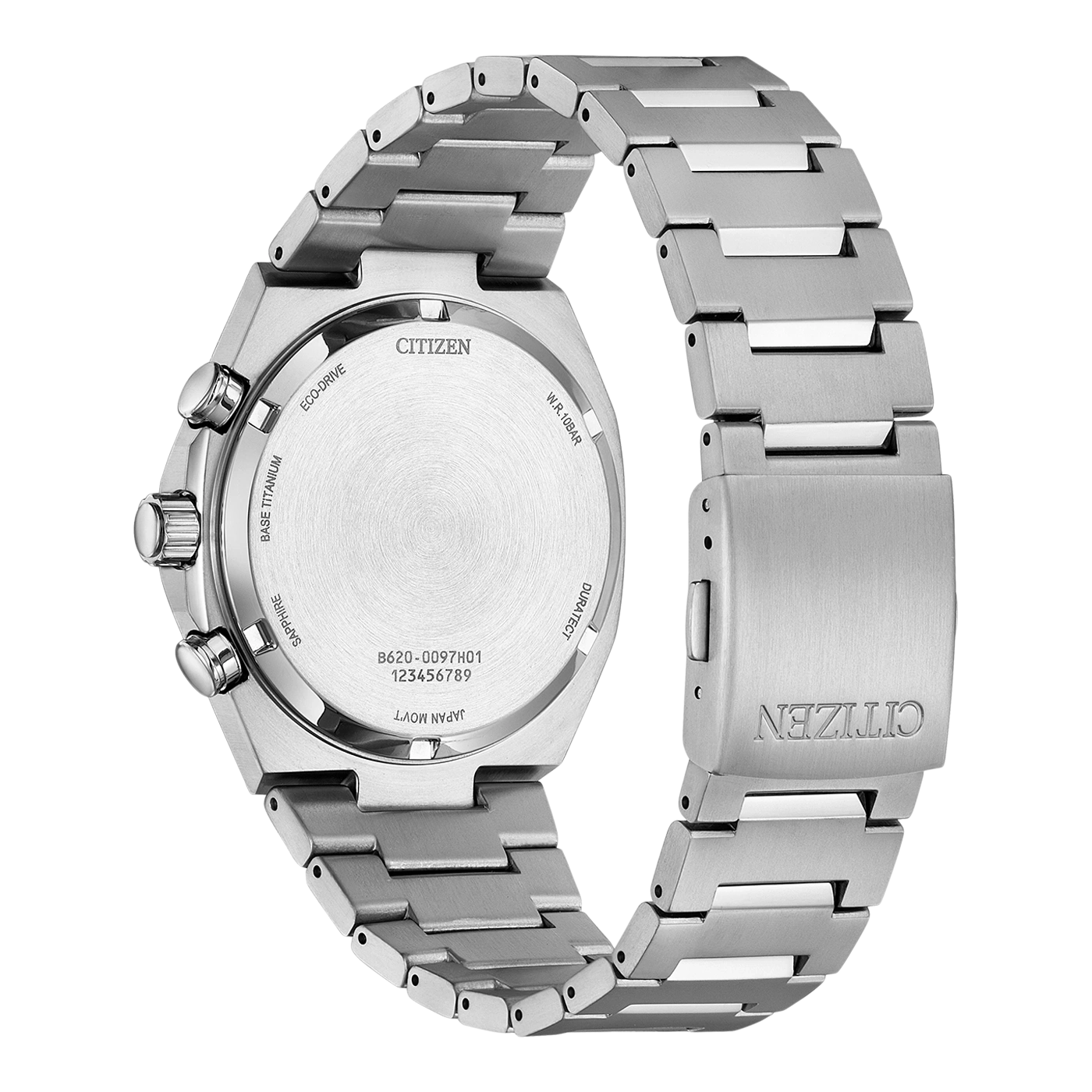 Montre Citizen en titane brossé avec bracelet et boucle.