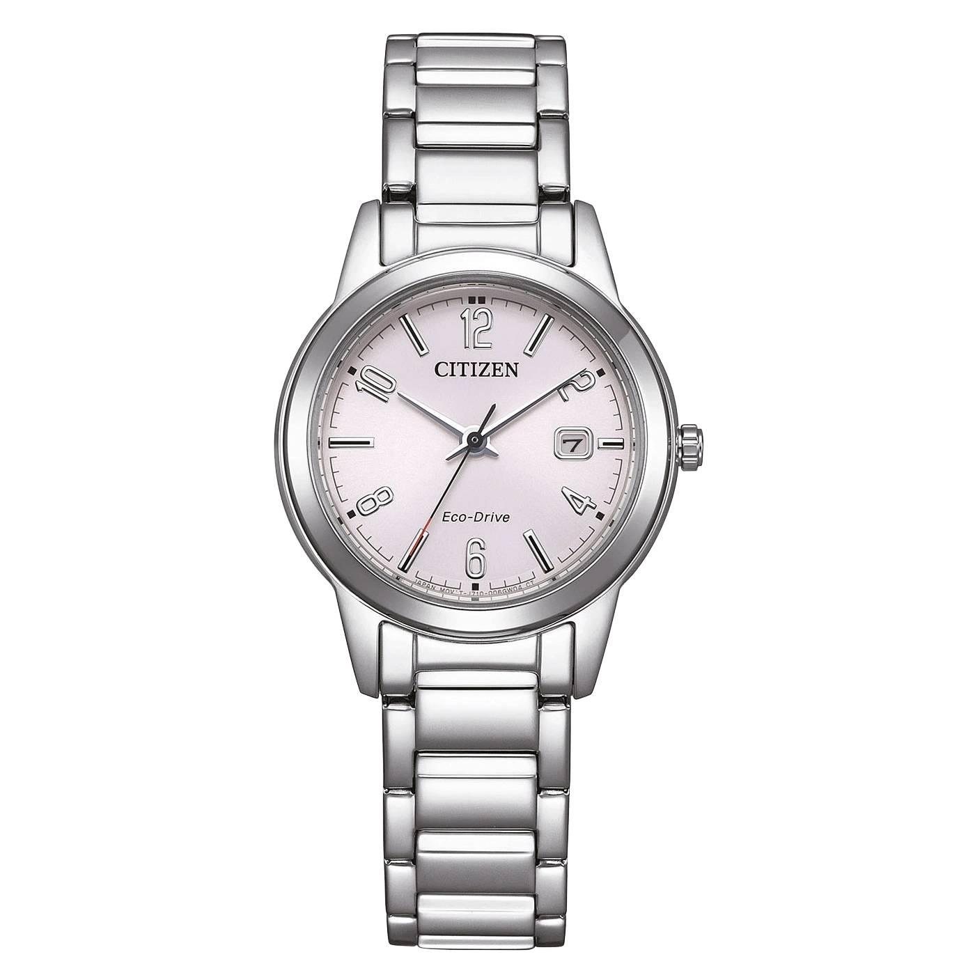 Silberne Citizen Eco-Drive Uhr auf weißem Hintergrund