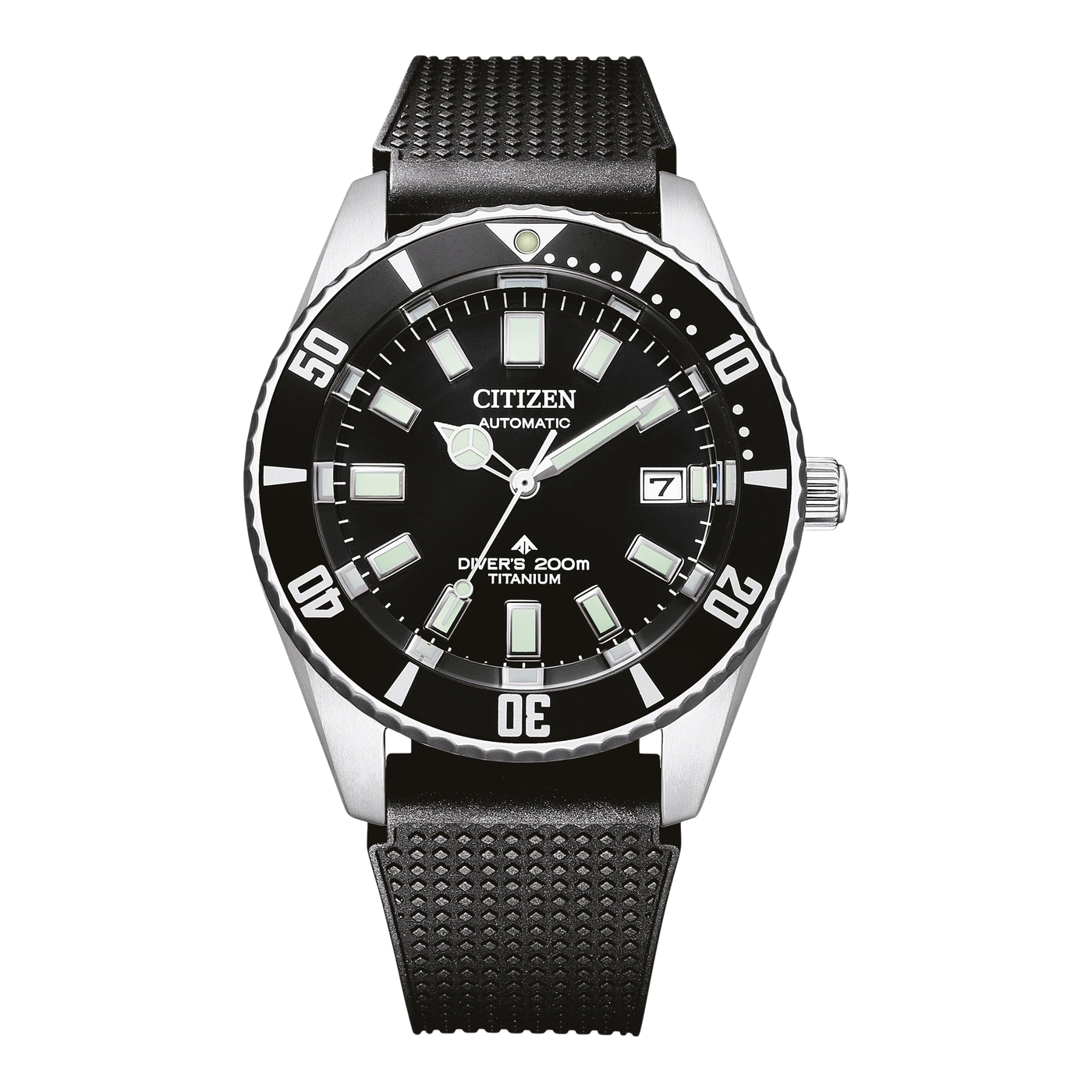 Citizen Taucheruhr Automatik Titan mit schwarzem Band.