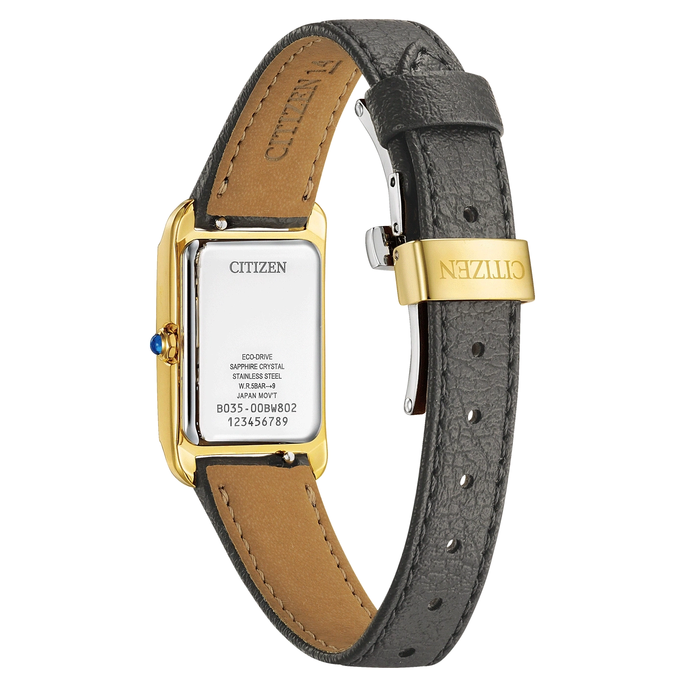 Citizen Uhr Gold schwarzes Leder goldene Schnalle
