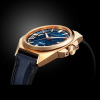 Montre dorée avec cadran et bracelet bleus, Citizen Series 8 Automatic.