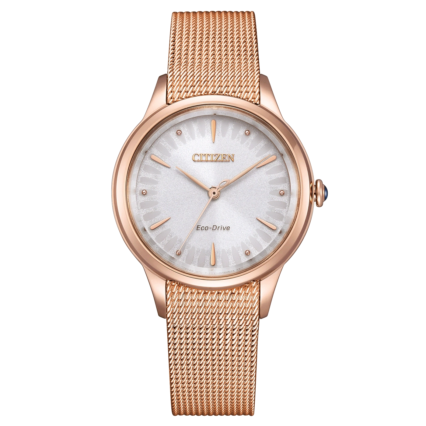 Montre Citizen Eco-Drive en or rose avec bracelet en maille