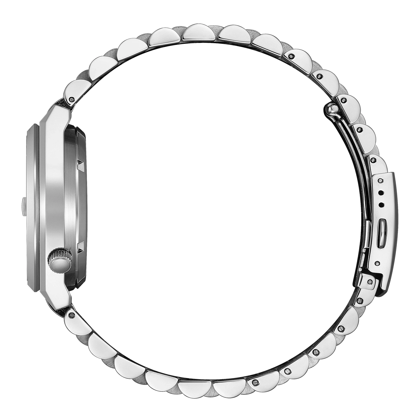 Silbernes Armbanduhr auf schwarzem Hintergrund