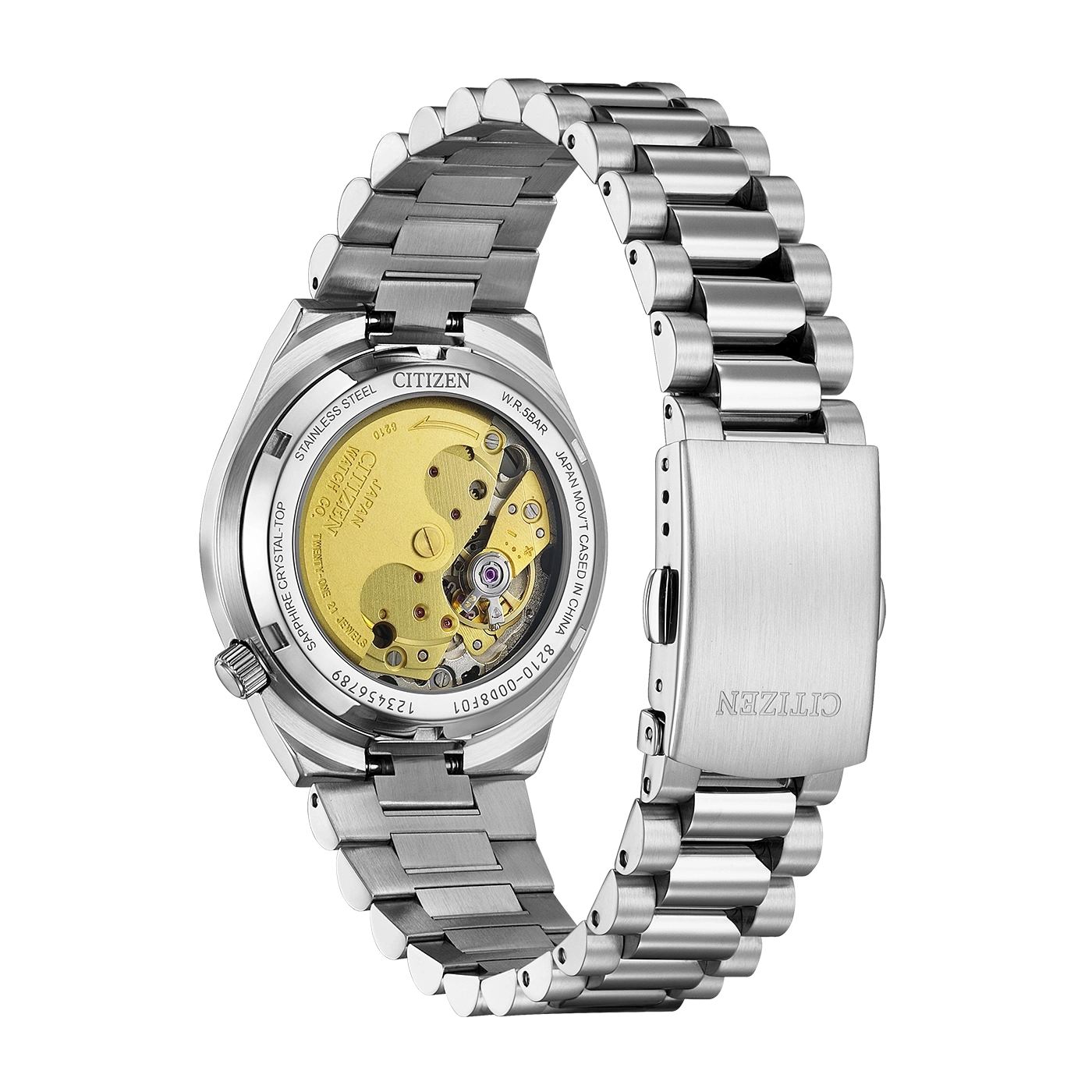Montre Citizen en acier inoxydable avec mouvement apparent