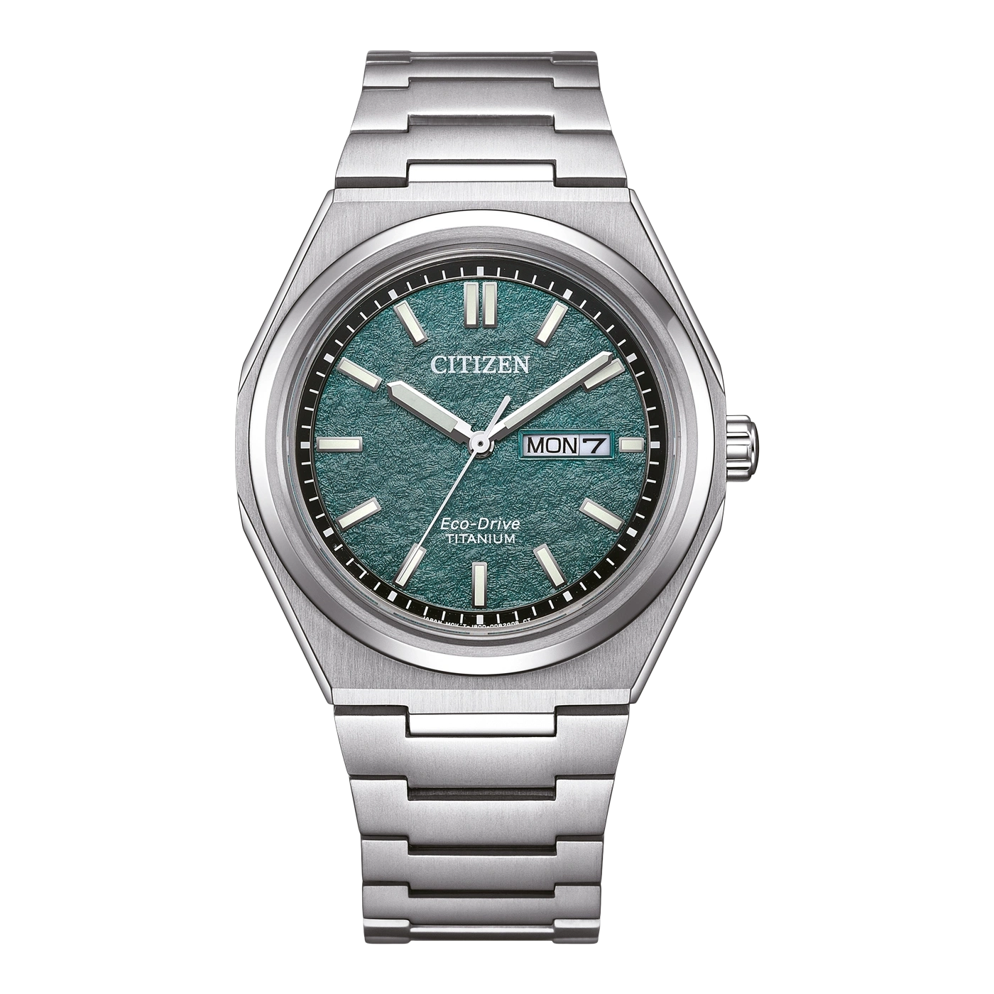 Citizen Eco-Drive Titanuhr mit blaugrünem Zifferblatt