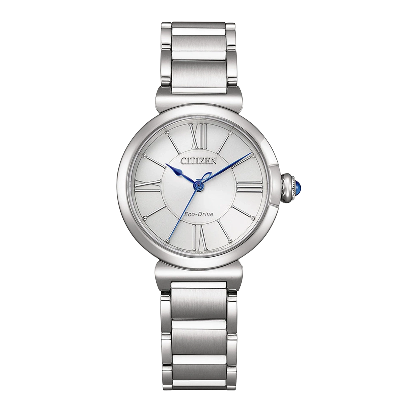 Montre Citizen Eco-Drive argentée avec bracelet métallique et cadran blanc