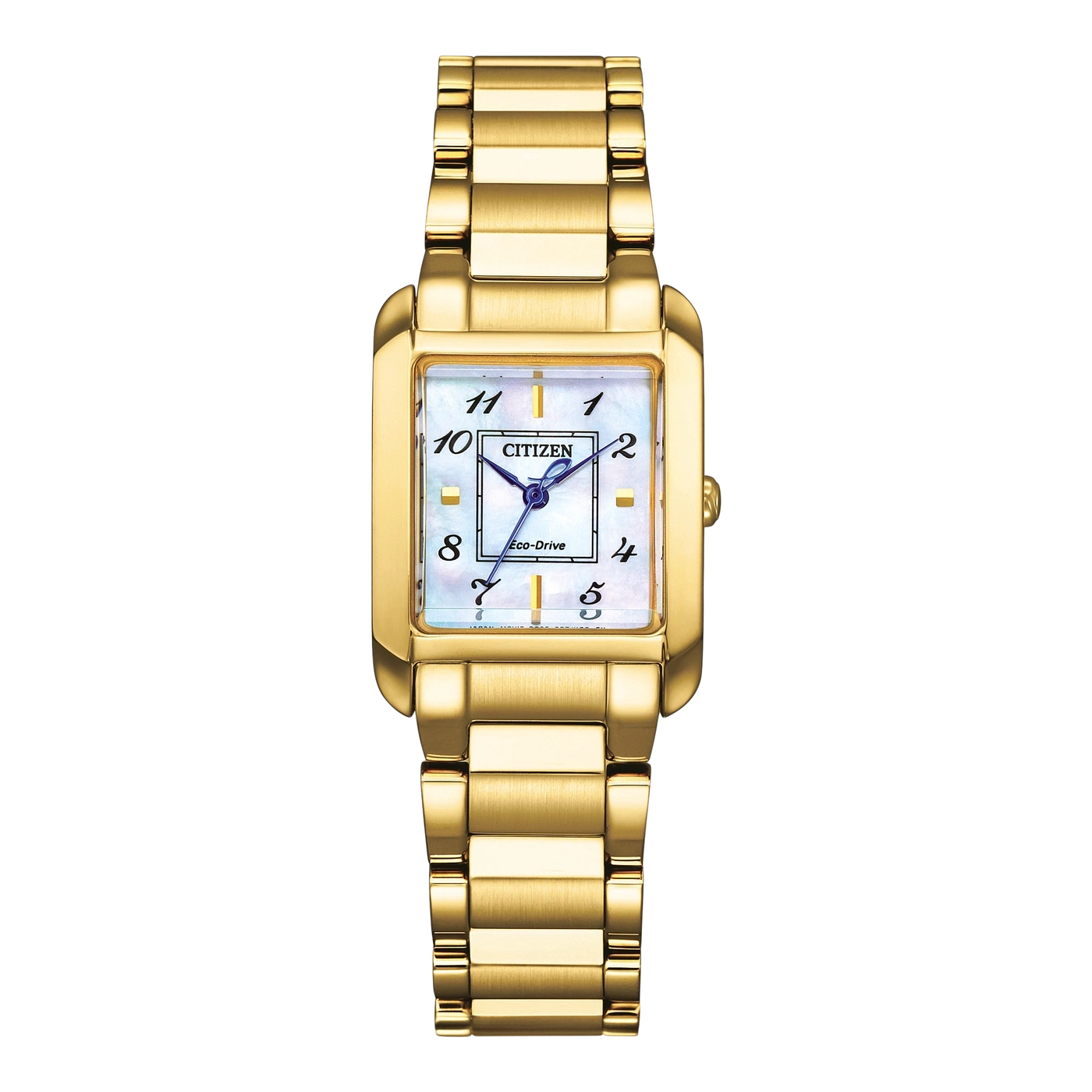 Montre Citizen dorée avec cadran nacré et chiffres romains