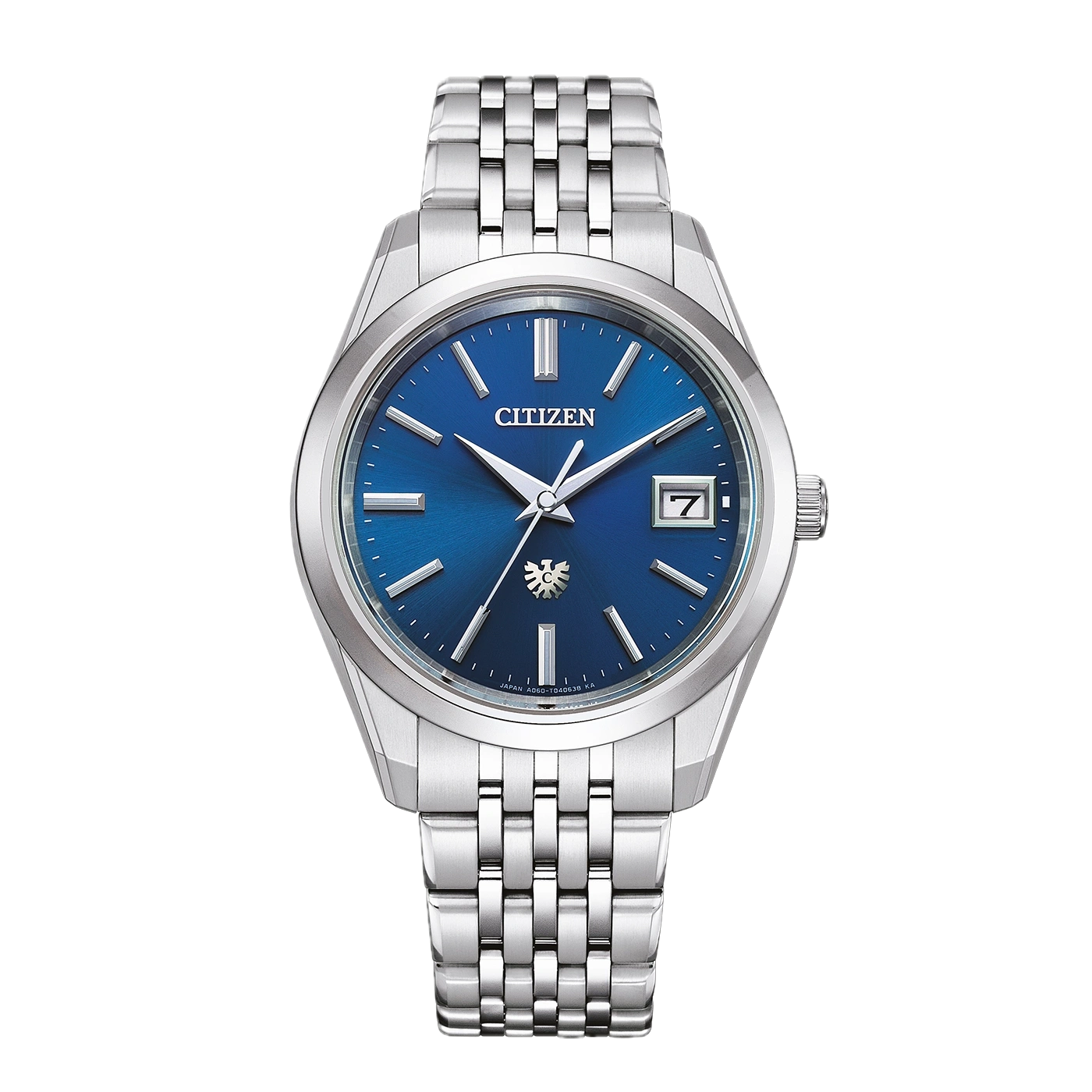 Herren Citizen blaue Uhr mit silbernem Armband