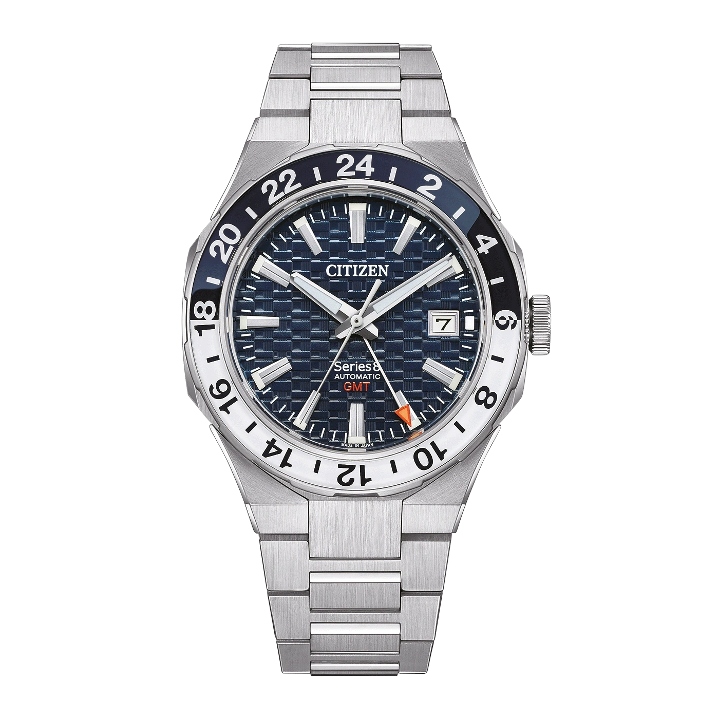 Citizen Series 8 Automatikuhr GMT auf weißem Hintergrund
