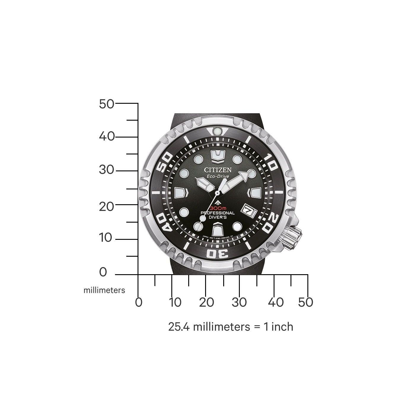 Citizen Eco-Drive professionelle Taucheruhr mit Millimeterskala