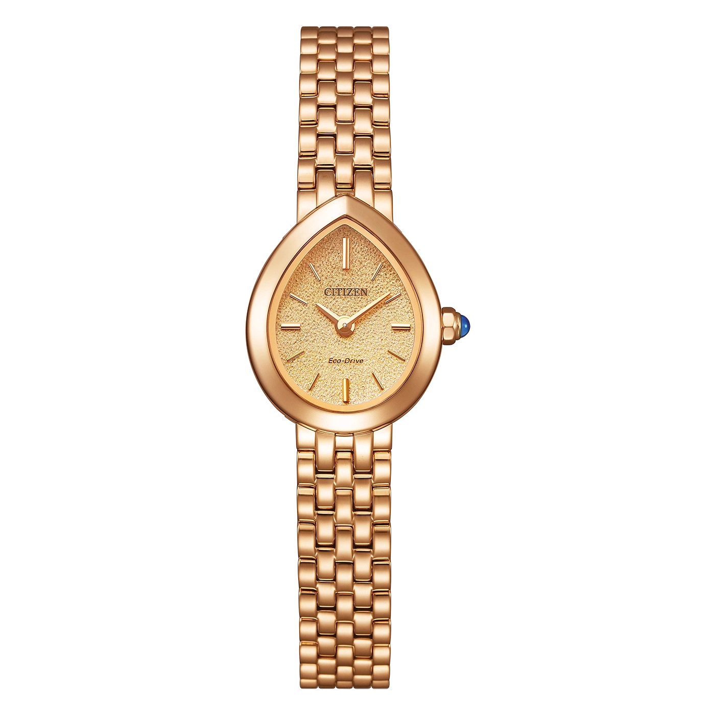 Damen-Armbanduhr in Gold mit strukturiertem Zifferblatt und Gliederarmband